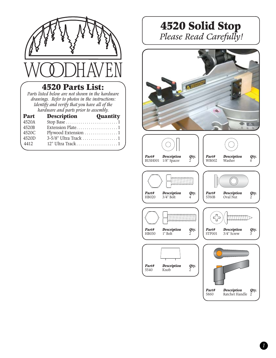 Woodhaven 4520: Solid Stop User Manual | 2 pages