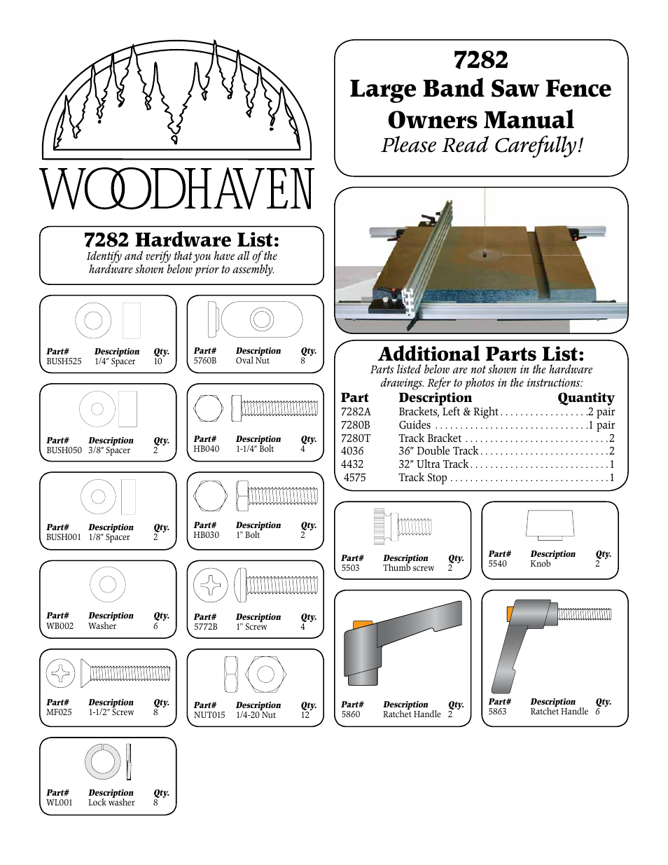 Woodhaven 7282: Large Bandsaw Fence User Manual | 4 pages