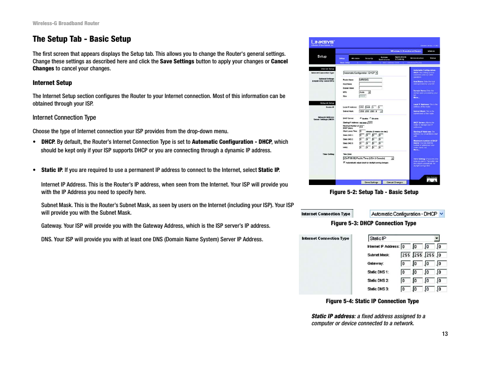 The setup tab - basic setup | Cisco WRK54G User Manual | Page 19 / 80