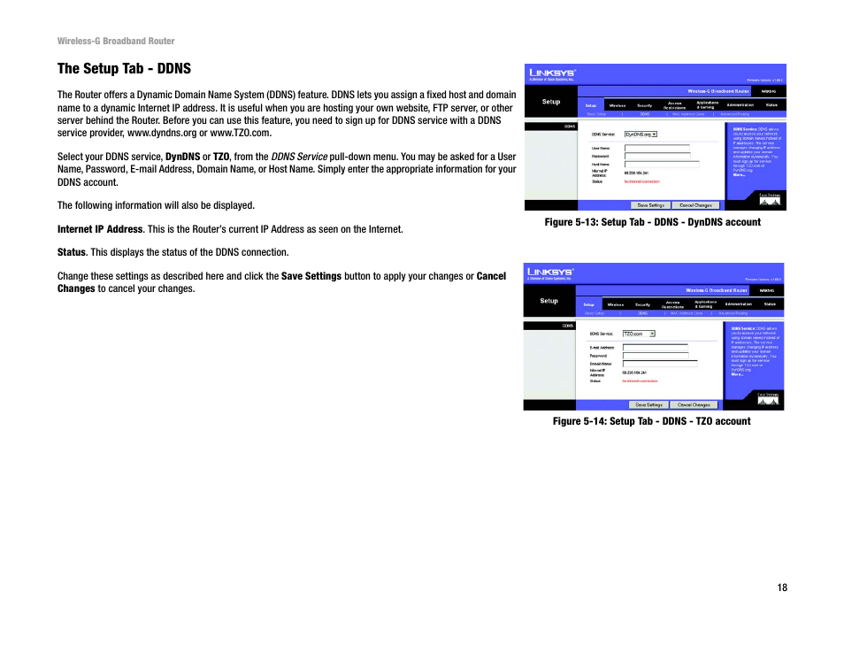The setup tab - ddns | Cisco WRK54G User Manual | Page 24 / 80