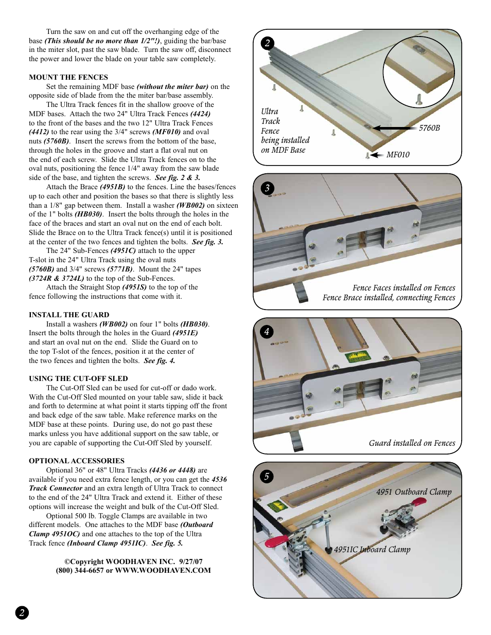 Woodhaven 4951: Large Cut-Off Sled User Manual | Page 2 / 2