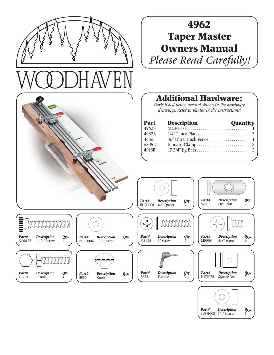 Woodhaven 4962: Taper Master User Manual | 4 pages