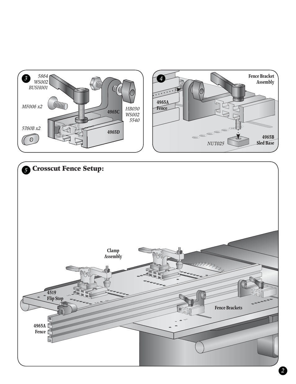 Crosscut fence setup | Woodhaven 4965: Super Sled User Manual | Page 3 / 8