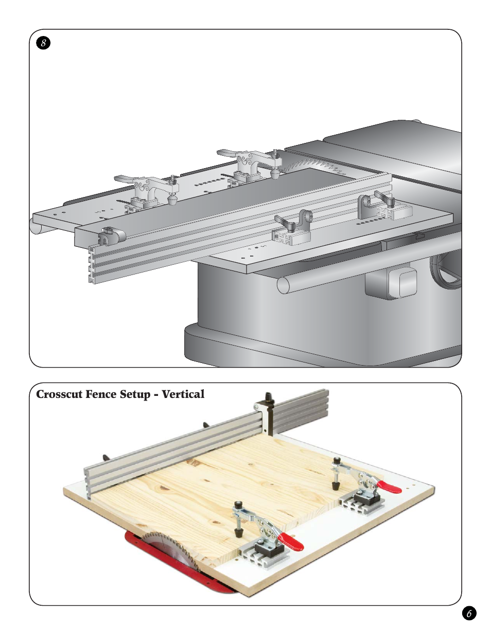 Crosscut fence setup - vertical | Woodhaven 4965: Super Sled User Manual | Page 7 / 8