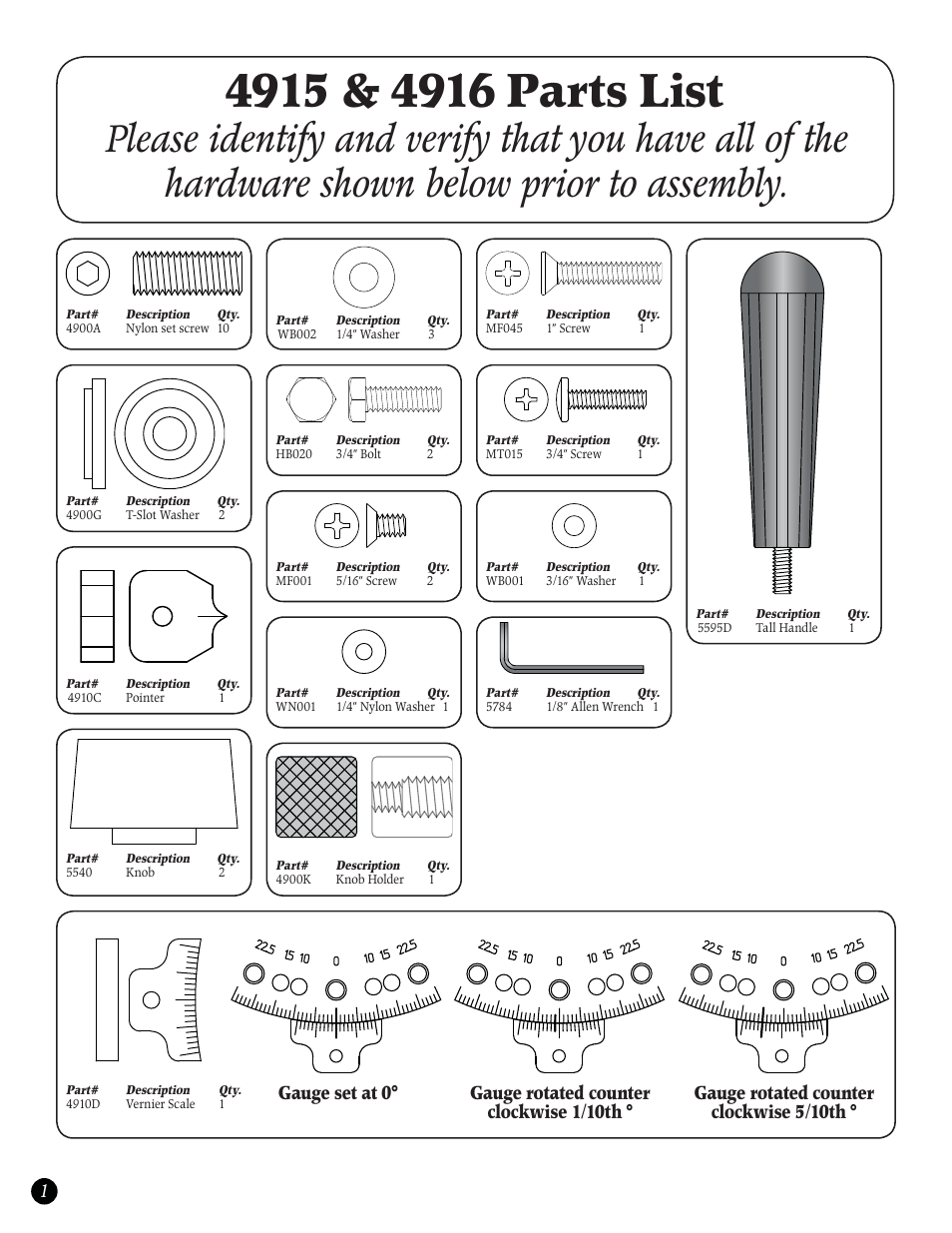 Woodhaven 4915: Standard Miter Gauge User Manual | Page 2 / 4