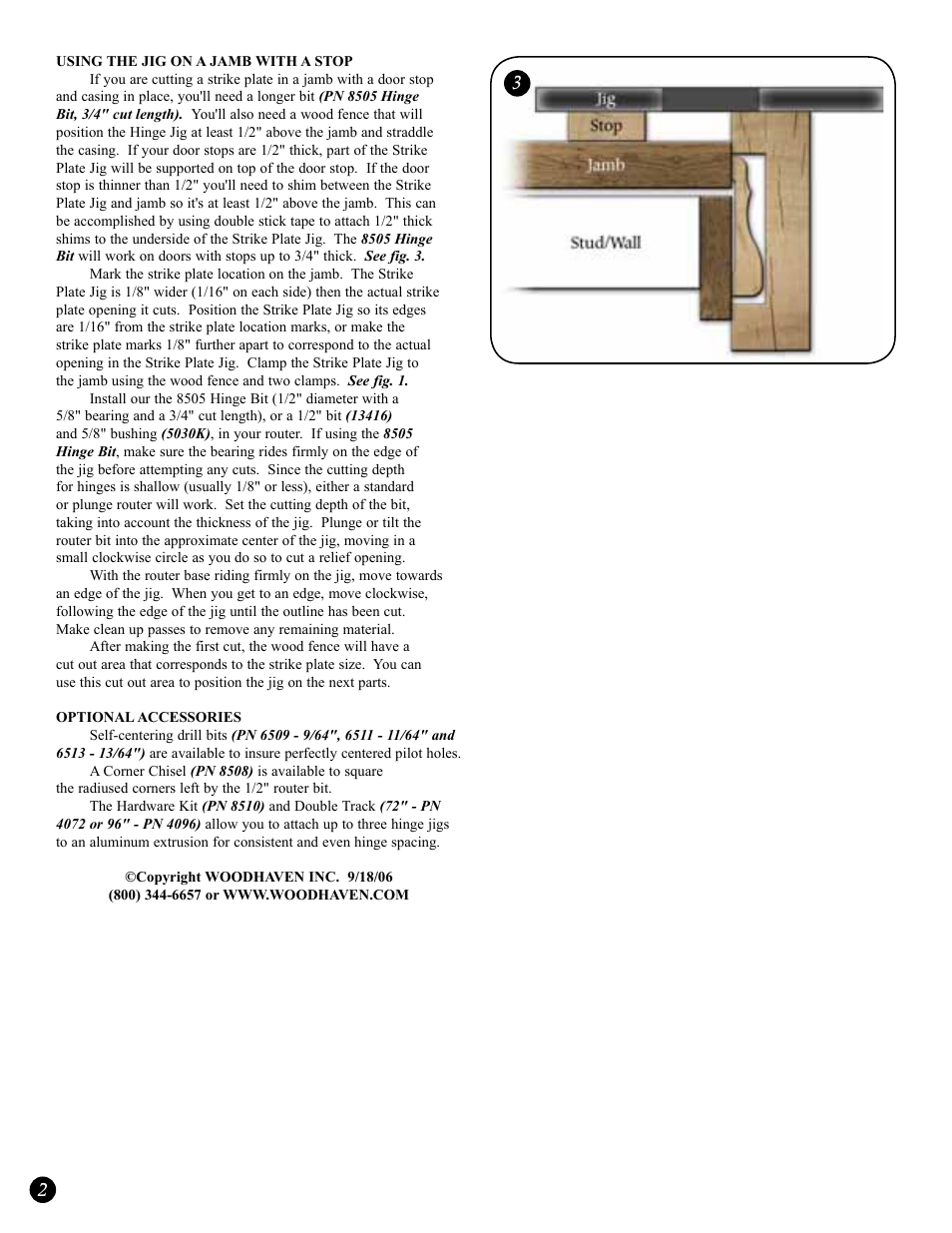 Woodhaven 8536: 3.5 Inch Hinge Jig w/ 5/8 Inch Radius User Manual | Page 2 / 2