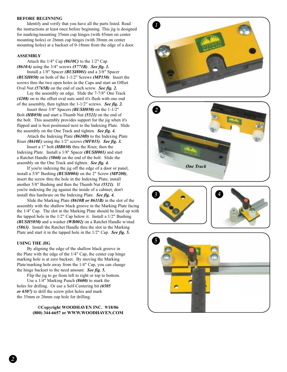 Woodhaven 8610-8611: Cup Marking Jig User Manual | Page 2 / 2