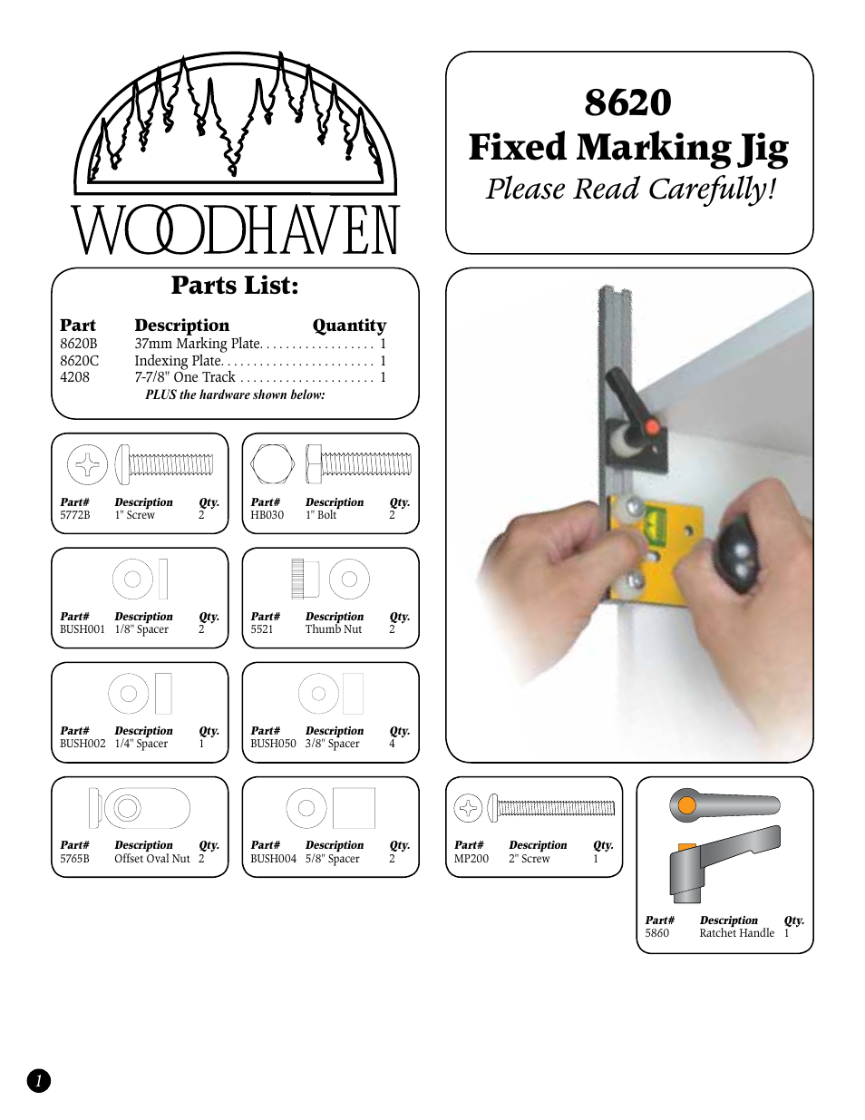 Woodhaven 8620: Fixed Marking Jig User Manual | 2 pages