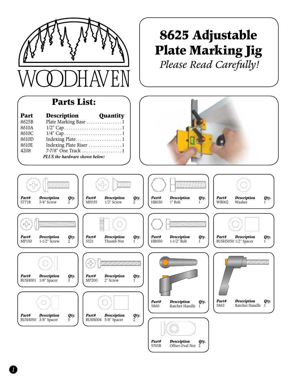 Woodhaven 8625: Adjustable Plate Marking Jig User Manual | 2 pages