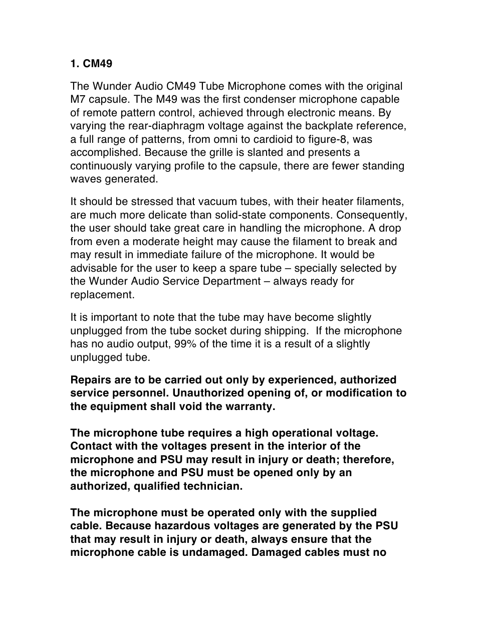 Wunder Audio CM49 User Manual | 6 pages