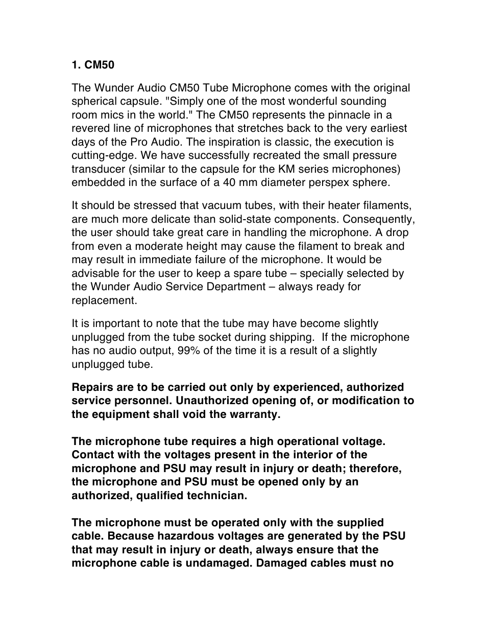 Wunder Audio CM50 User Manual | 6 pages