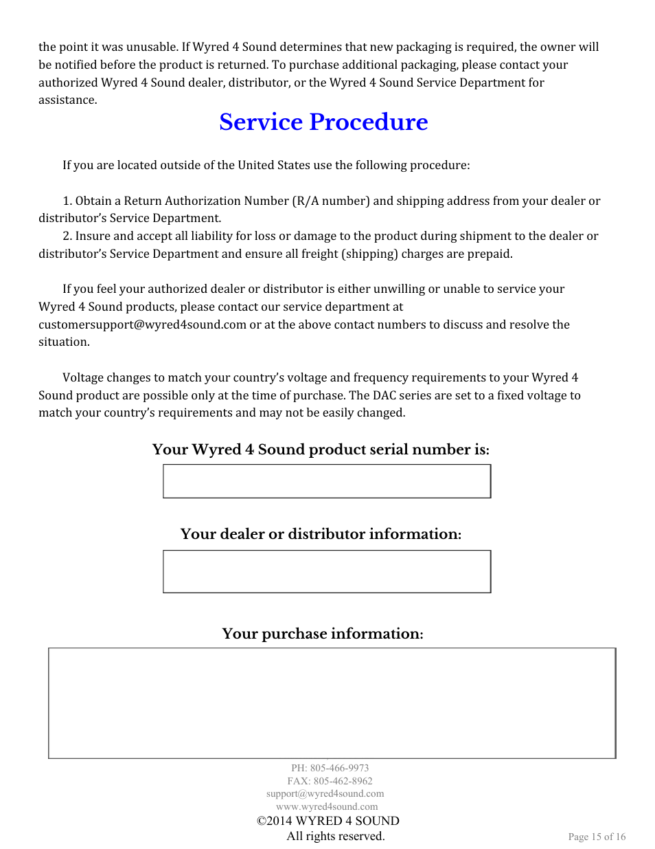 Service procedure | Wyred 4 Sound DAC-1 LE User Manual | Page 15 / 16