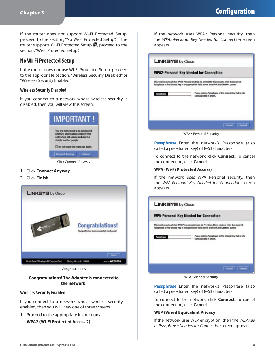 Configuration, No wi-fi protected setup | Cisco WEC600N User Manual | Page 10 / 44