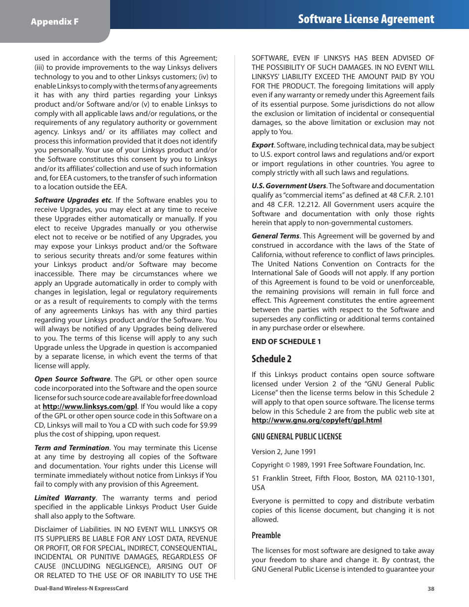 Software license agreement, Schedule 2 | Cisco WEC600N User Manual | Page 39 / 44