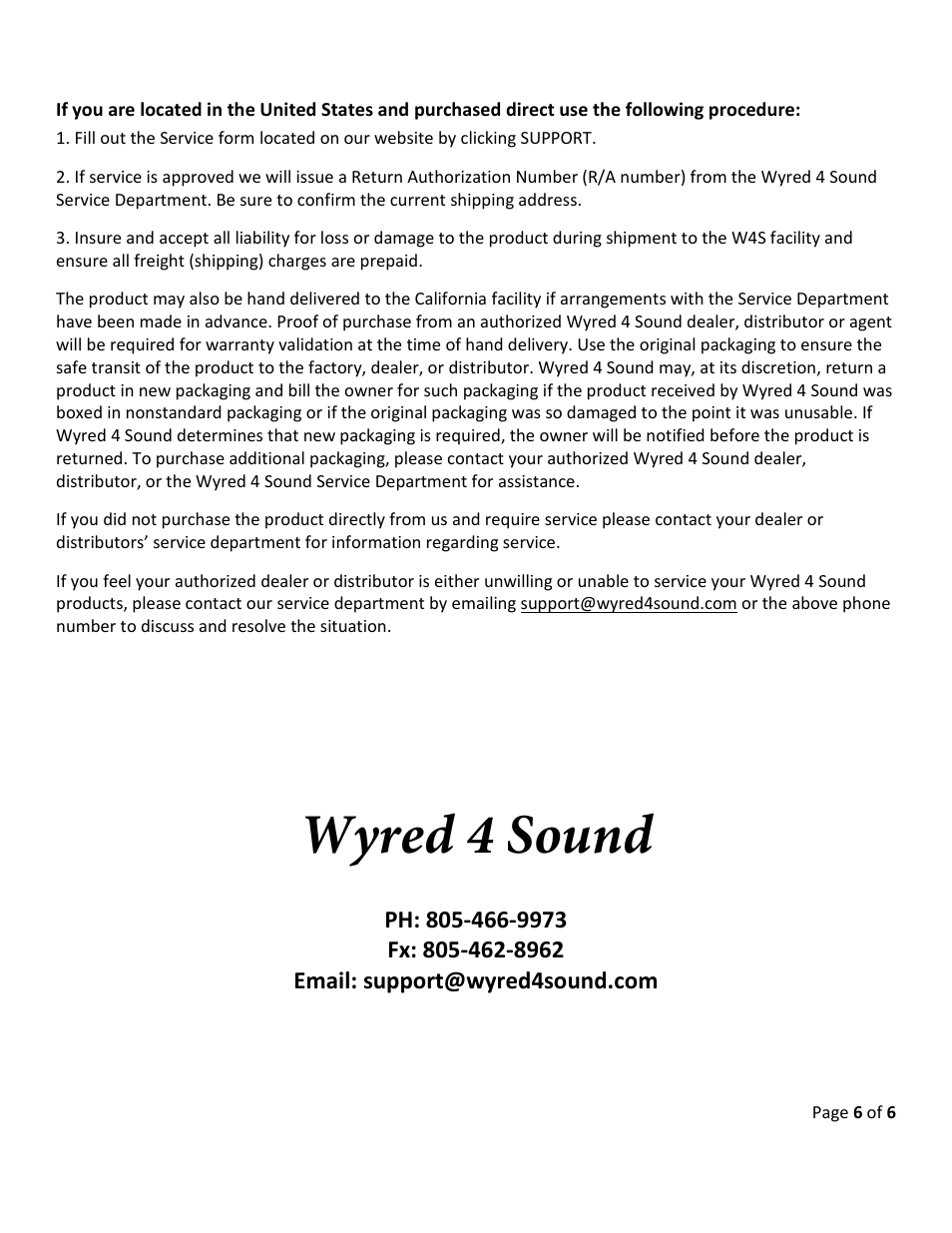 Wyred 4 sound | Wyred 4 Sound Remedy Reclocker User Manual | Page 6 / 6