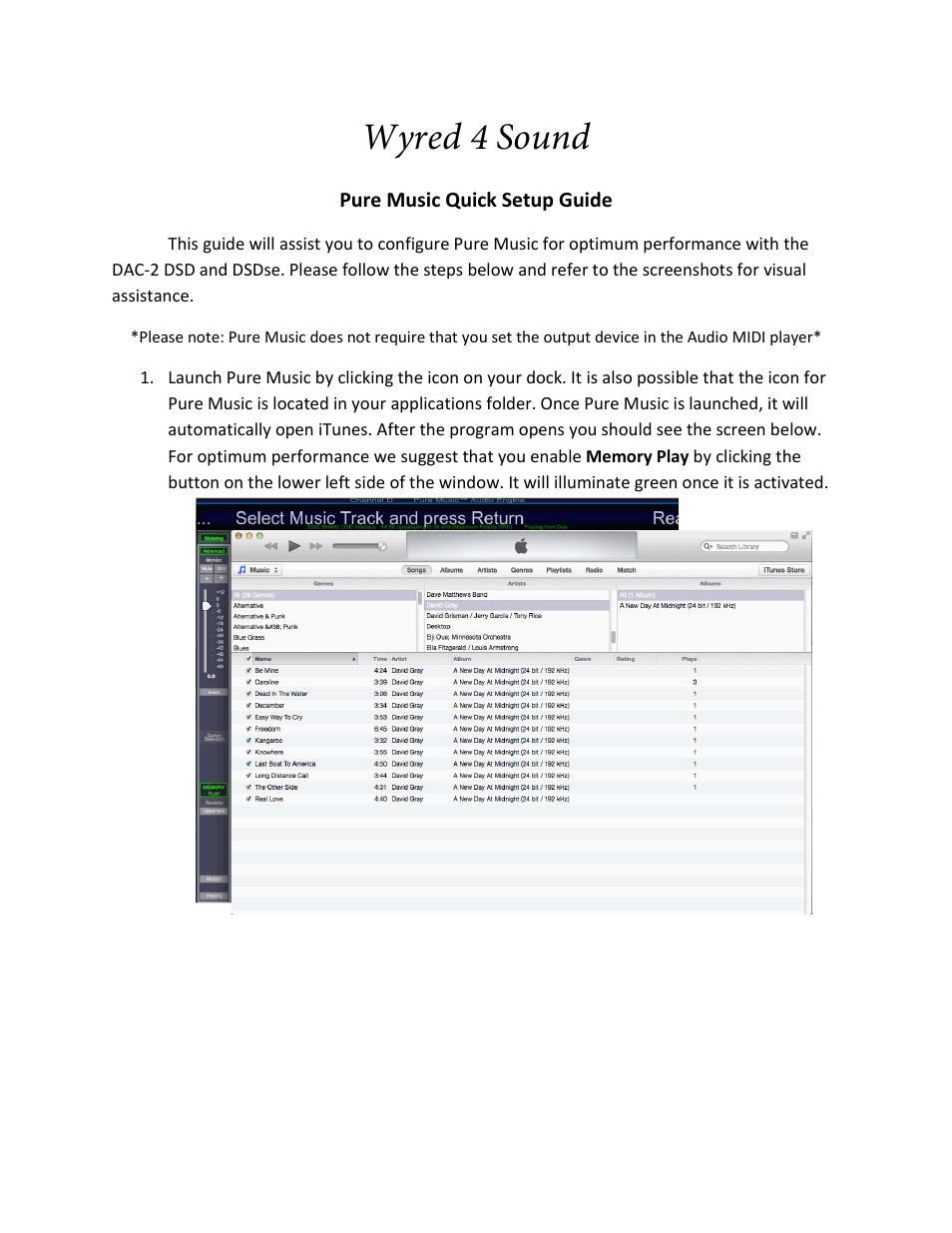 Wyred 4 Sound DSDse Pure User Manual | 4 pages