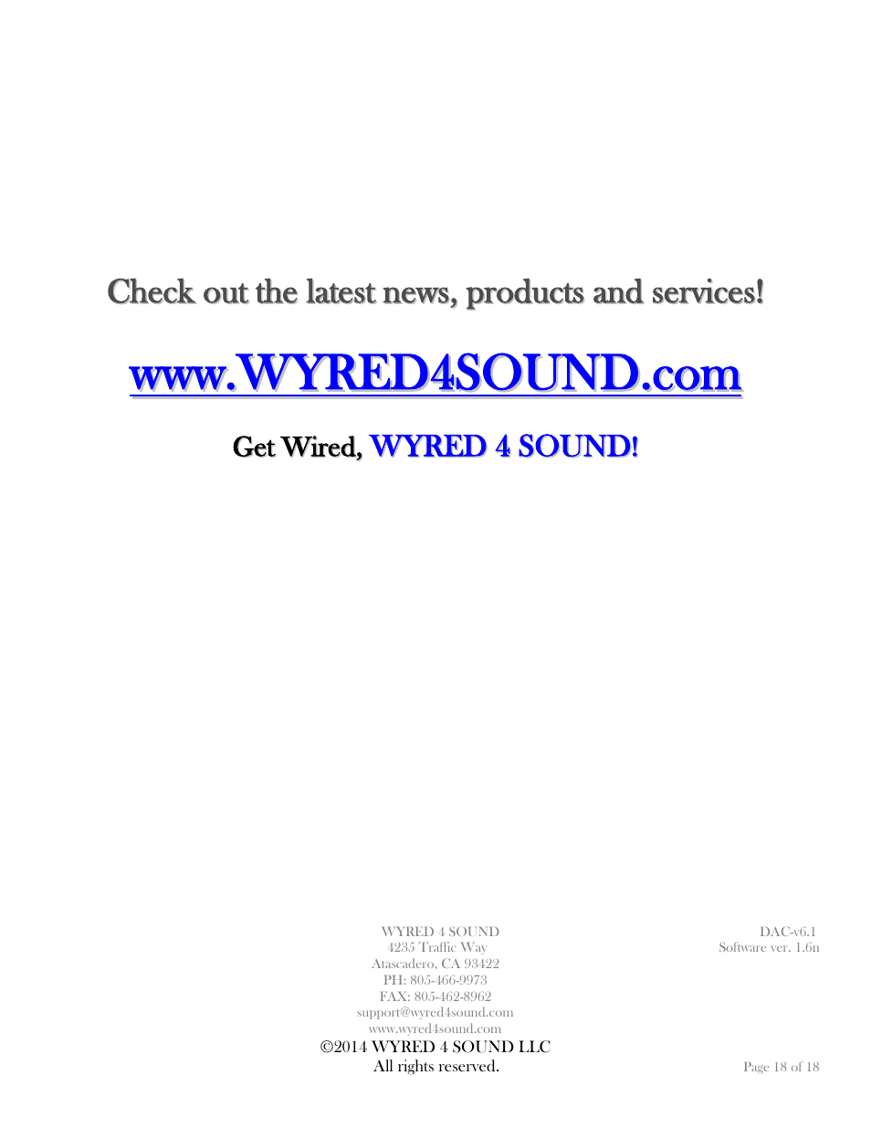 Wyred 4 Sound DAC-2 User Manual | Page 18 / 18