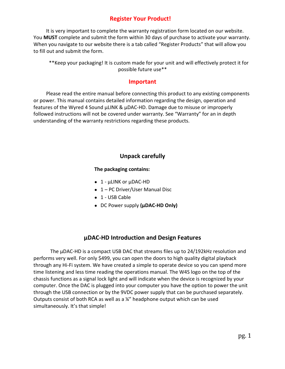 Wyred 4 Sound µDAC-HD User Manual | Page 3 / 14