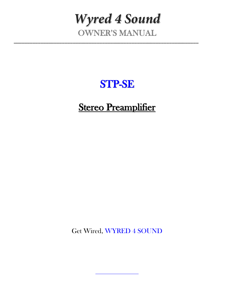 Wyred 4 Sound STP-SE User Manual | 12 pages