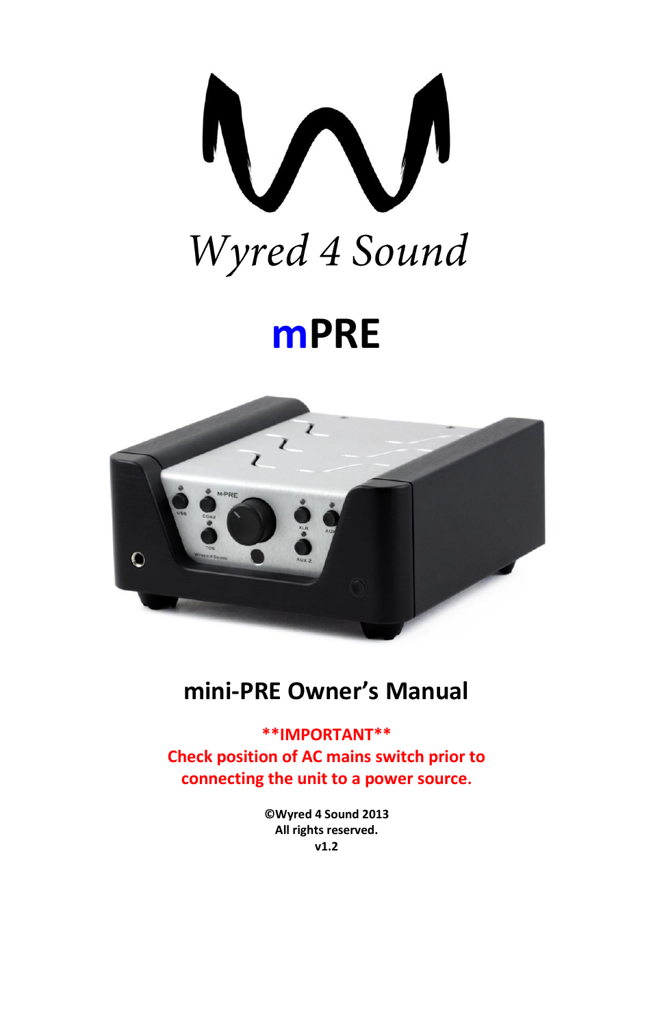 Wyred 4 Sound mPRE User Manual | 16 pages