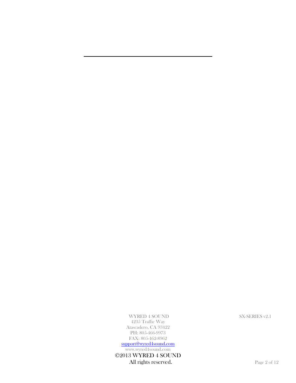 Wyred 4 Sound SX Series User Manual | Page 2 / 12
