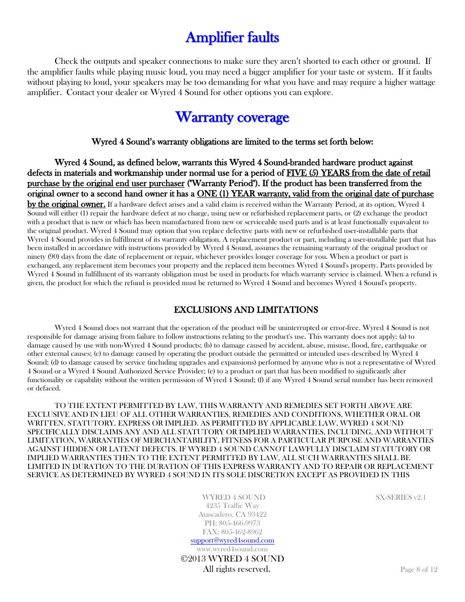 Wyred 4 Sound SX Series User Manual | Page 8 / 12