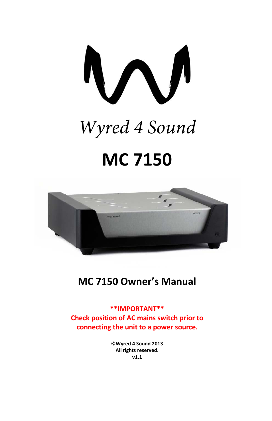 Wyred 4 Sound MC 7150 User Manual | 12 pages