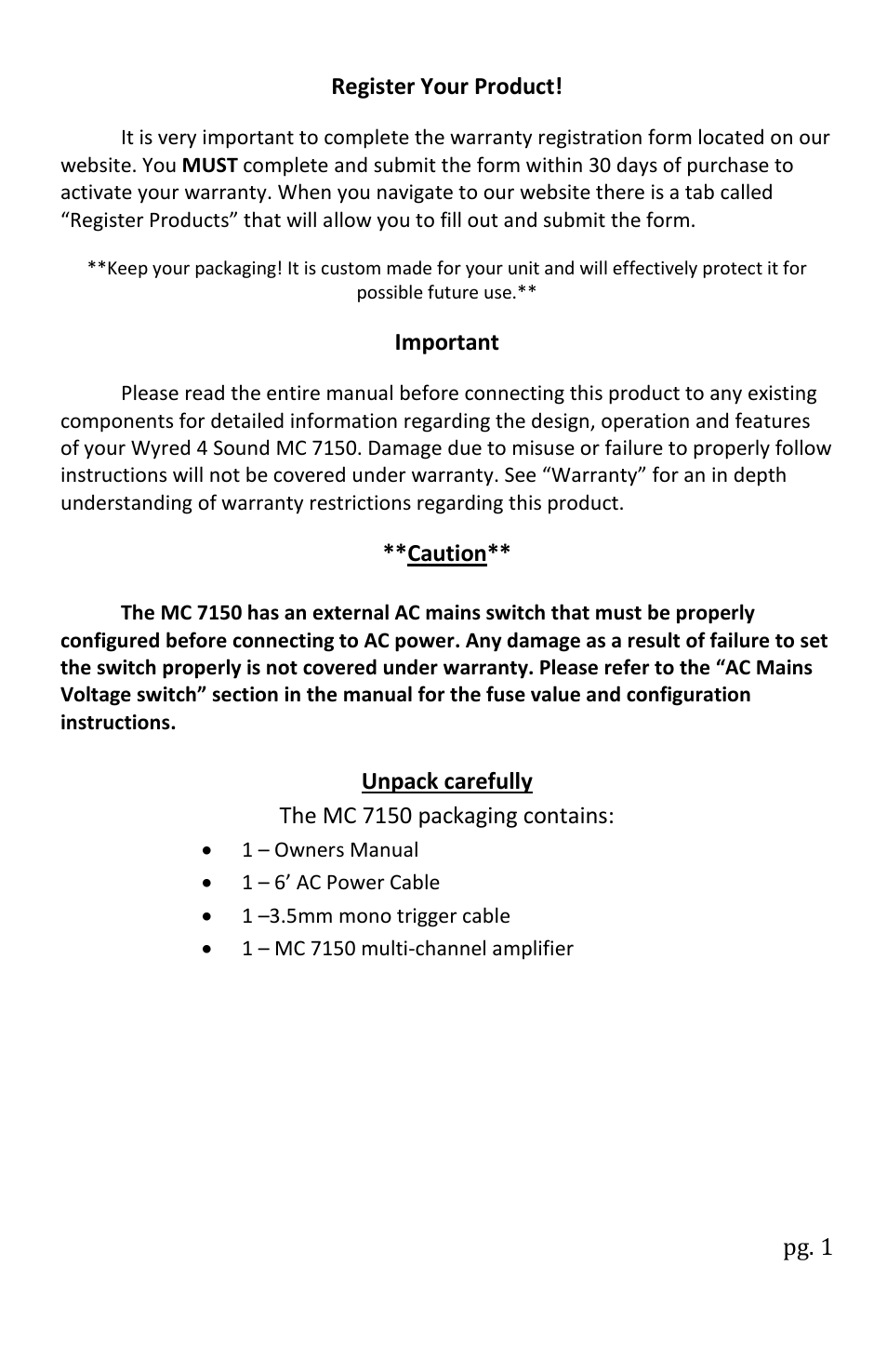Wyred 4 Sound MC 7150 User Manual | Page 3 / 12