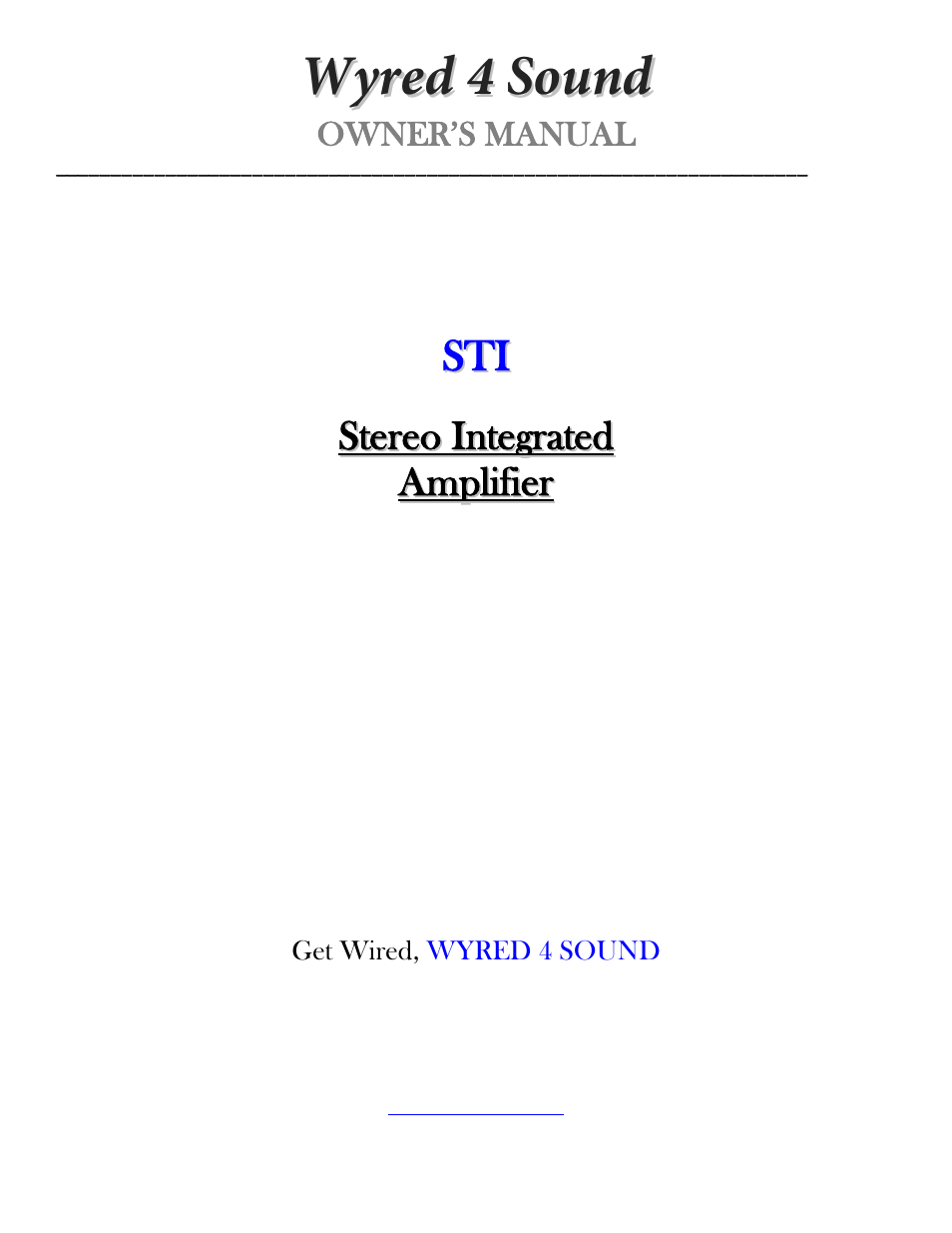 Wyred 4 Sound STI Series User Manual | 12 pages