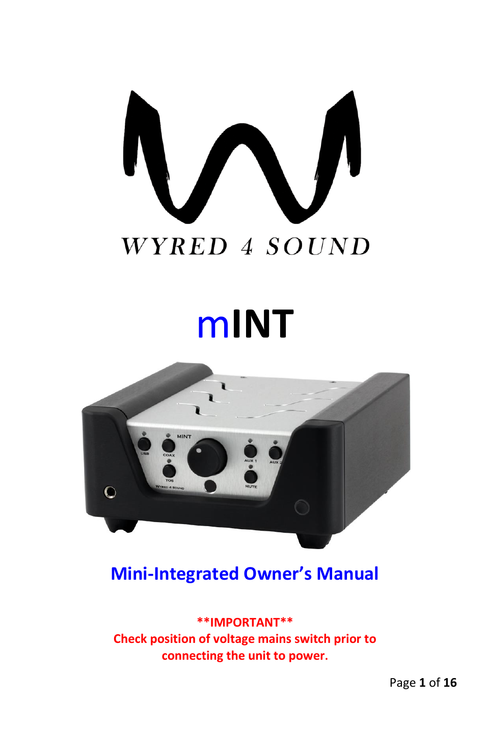 Wyred 4 Sound mini-Integrated User Manual | 16 pages