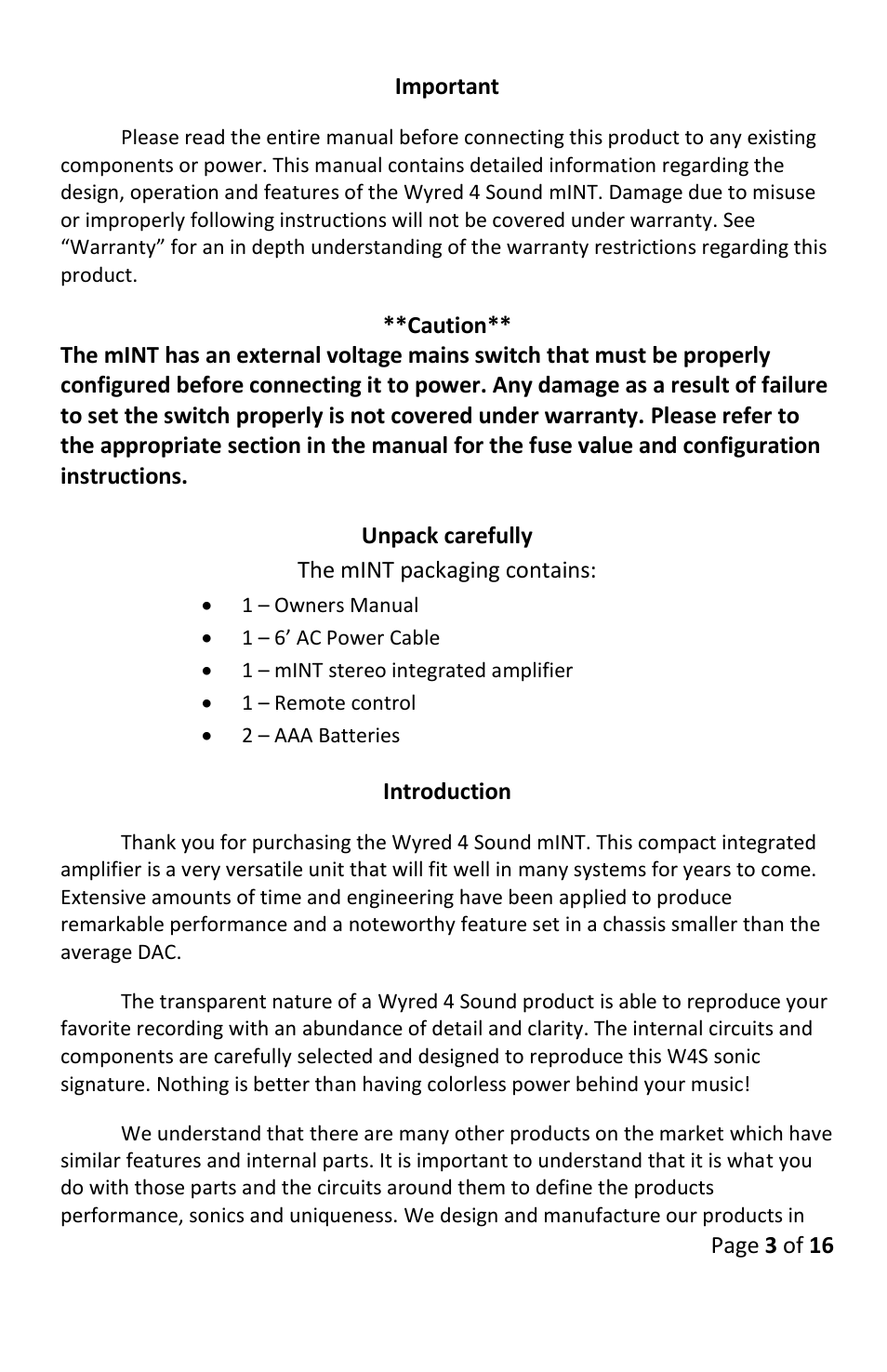 Wyred 4 Sound mini-Integrated User Manual | Page 3 / 16