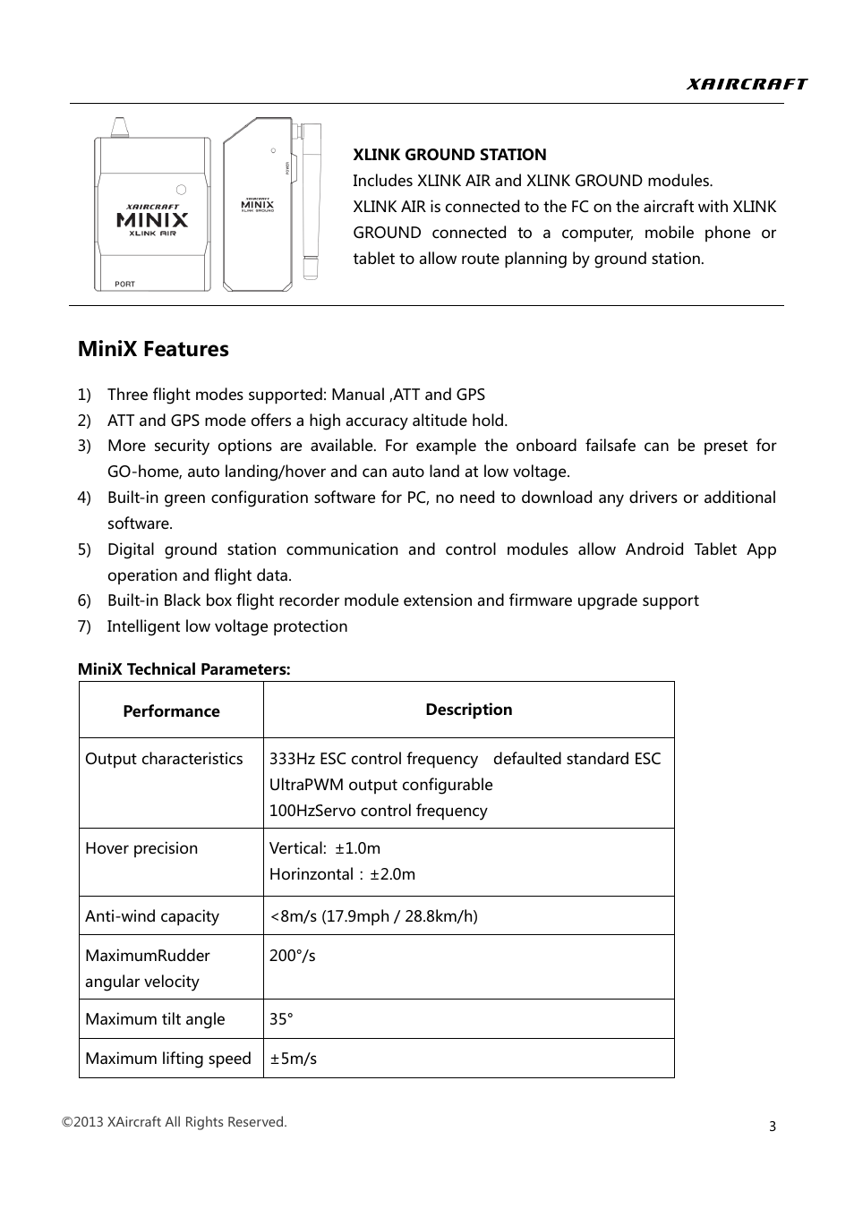 Minix features | XAIRCRAFT MINIX User Manual | Page 5 / 28