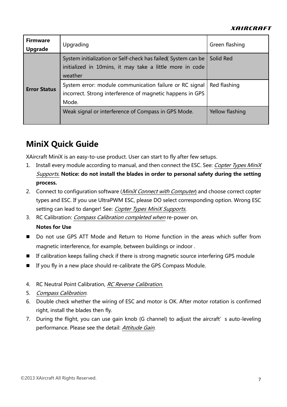 Minix quick guide | XAIRCRAFT MINIX User Manual | Page 9 / 28