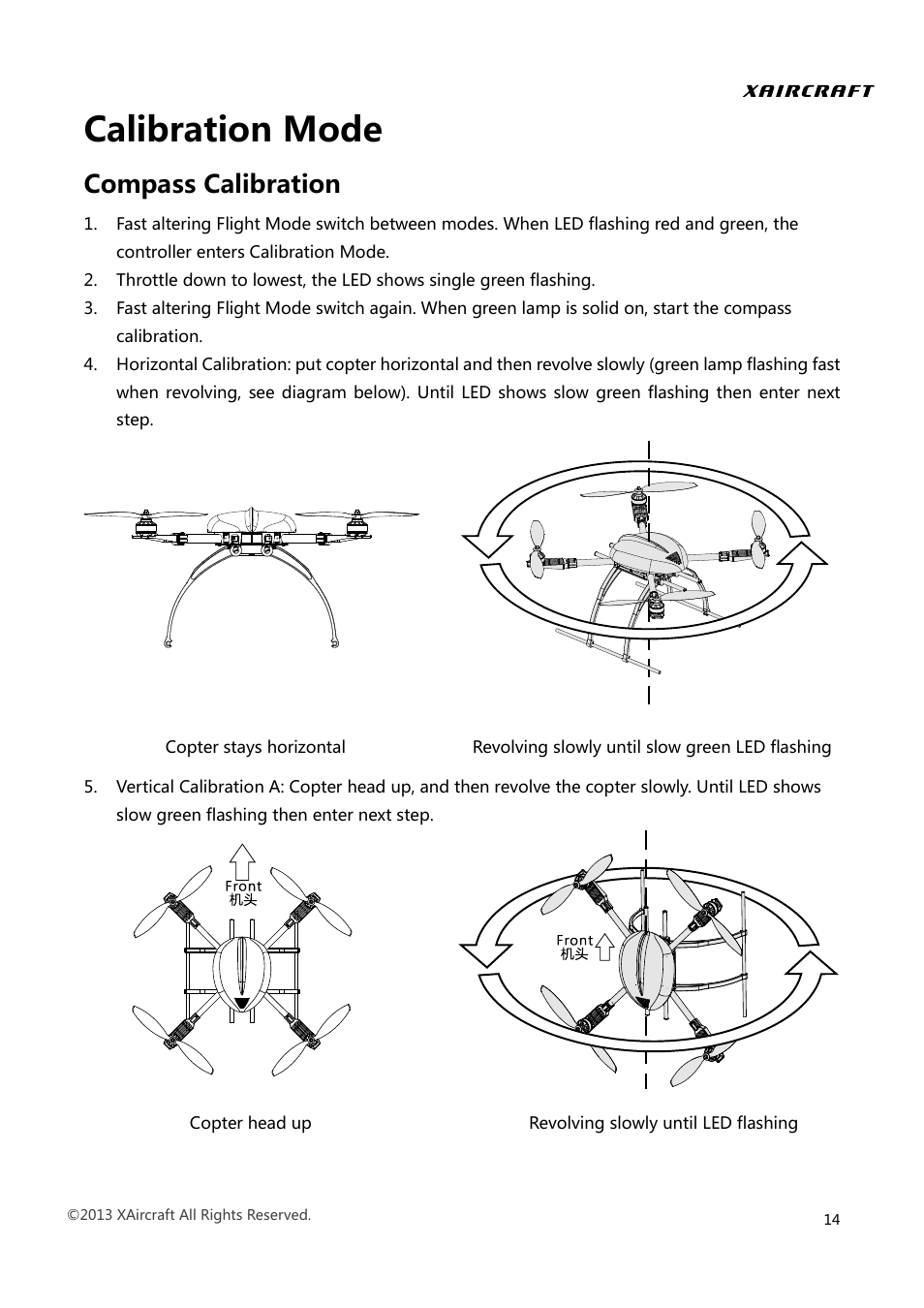 Calibration mode, Compass calibration | XAIRCRAFT Super X User Manual | Page 17 / 31