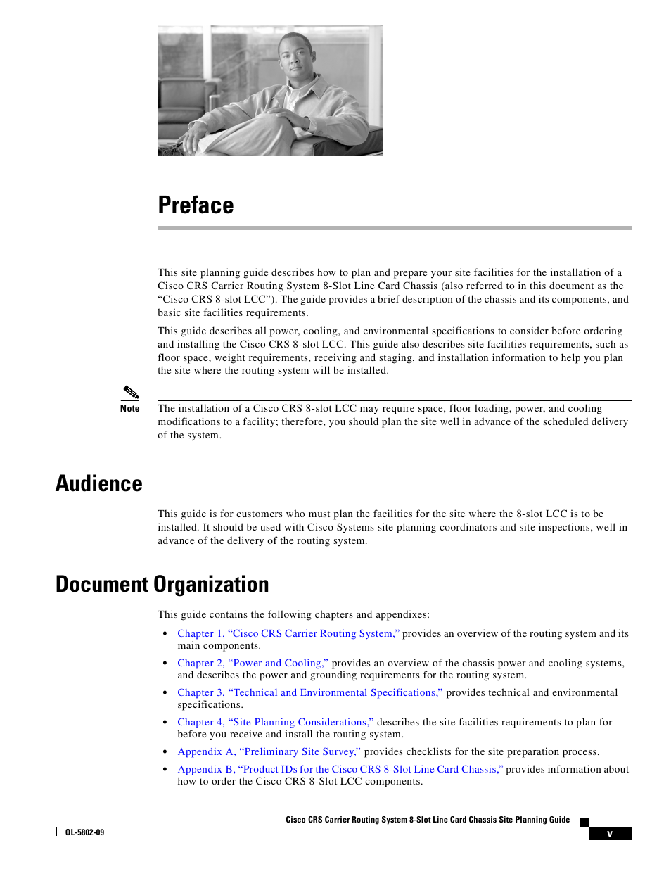 Preface, Audience, Document organization | Cisco CRS-1 User Manual | Page 5 / 70