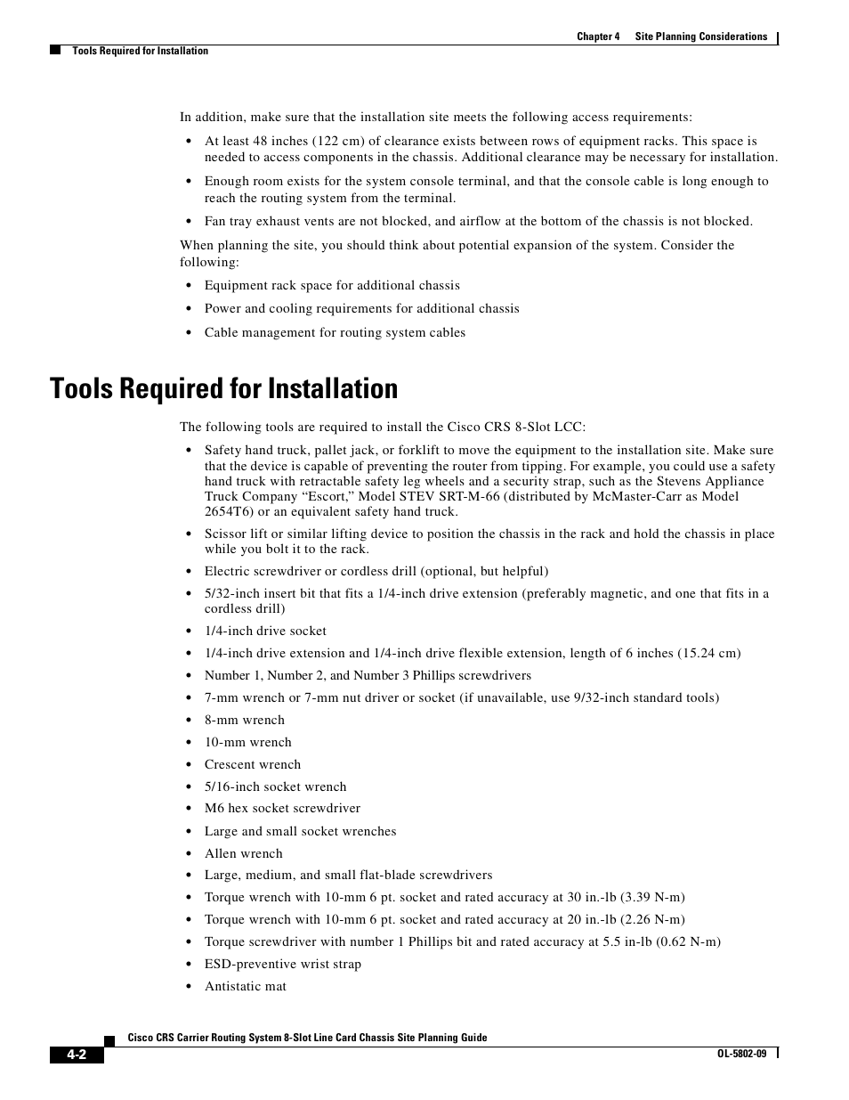 Tools required for installation | Cisco CRS-1 User Manual | Page 50 / 70