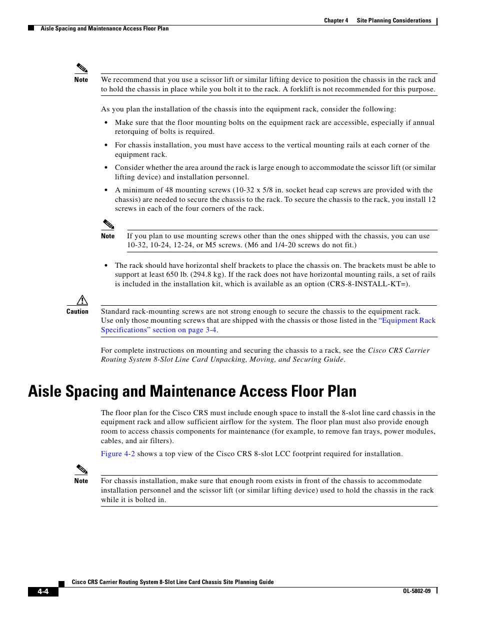 Aisle spacing and maintenance access floor plan | Cisco CRS-1 User Manual | Page 52 / 70