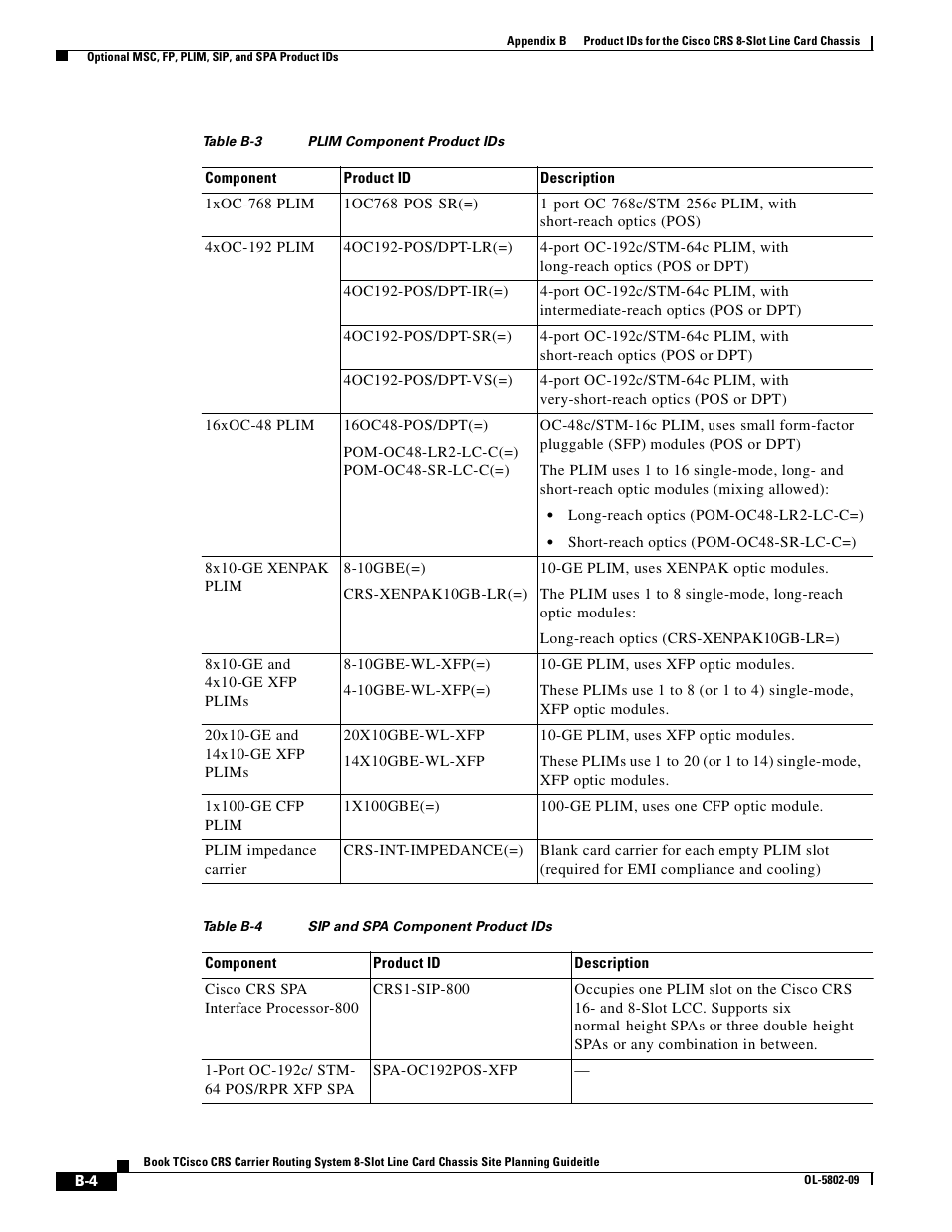 Table b-3 | Cisco CRS-1 User Manual | Page 64 / 70