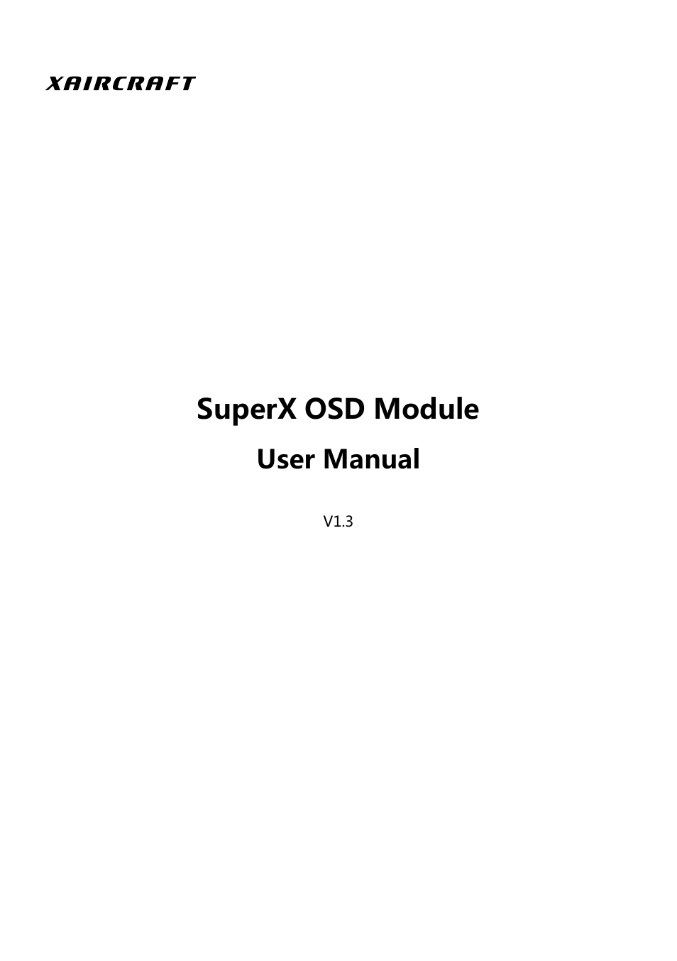 XAIRCRAFT OSD User Manual | 5 pages