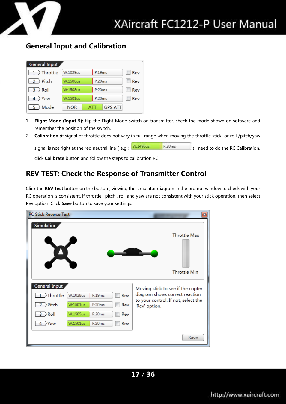General input and calibration | XAIRCRAFT FC1212-P User Manual | Page 20 / 39
