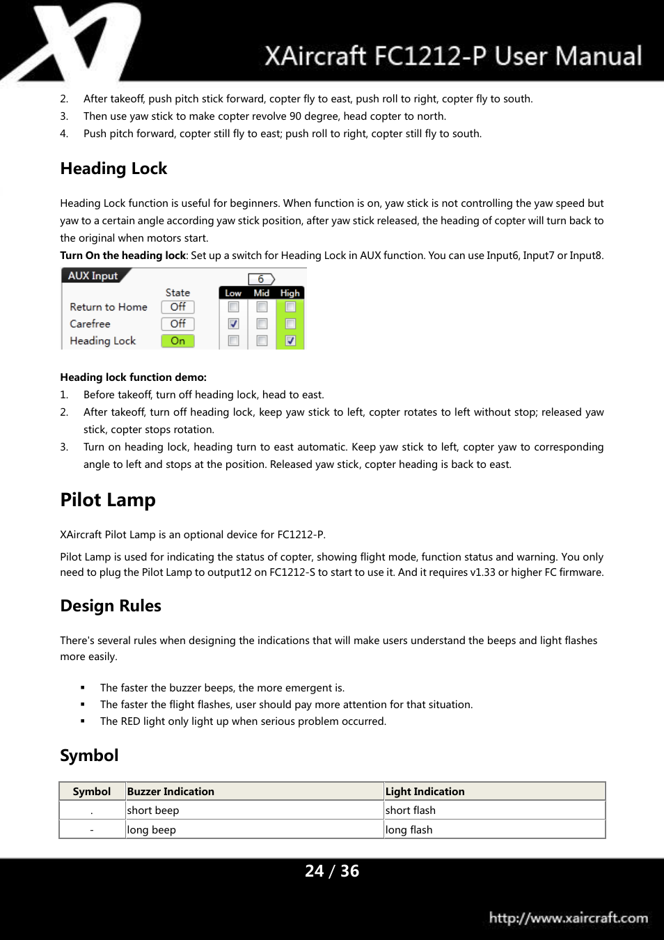 Heading lock, Pilot lamp, Design rules | Symbol | XAIRCRAFT FC1212-P User Manual | Page 27 / 39