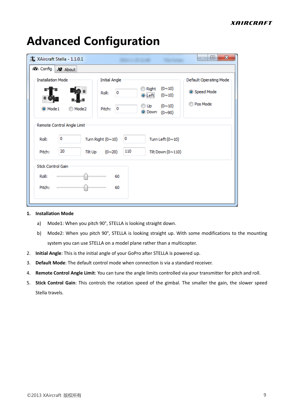 Advanced configuration | XAIRCRAFT STELLA User Manual | Page 11 / 16