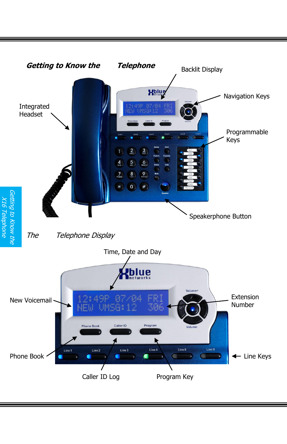 Getting to know the x16 telephone, Elephone, Isplay | Xblue Networks X16 User Manual | Page 10 / 72