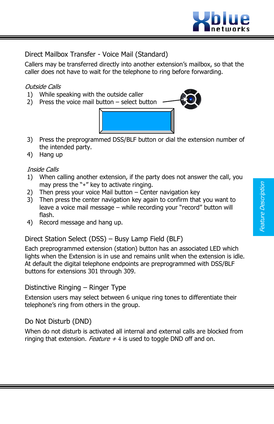 Irect, Ailbox, Ransfer | Oice, Tandard, Tation, Elect, Dss), Ield, Blf) | Xblue Networks X16 User Manual | Page 27 / 72