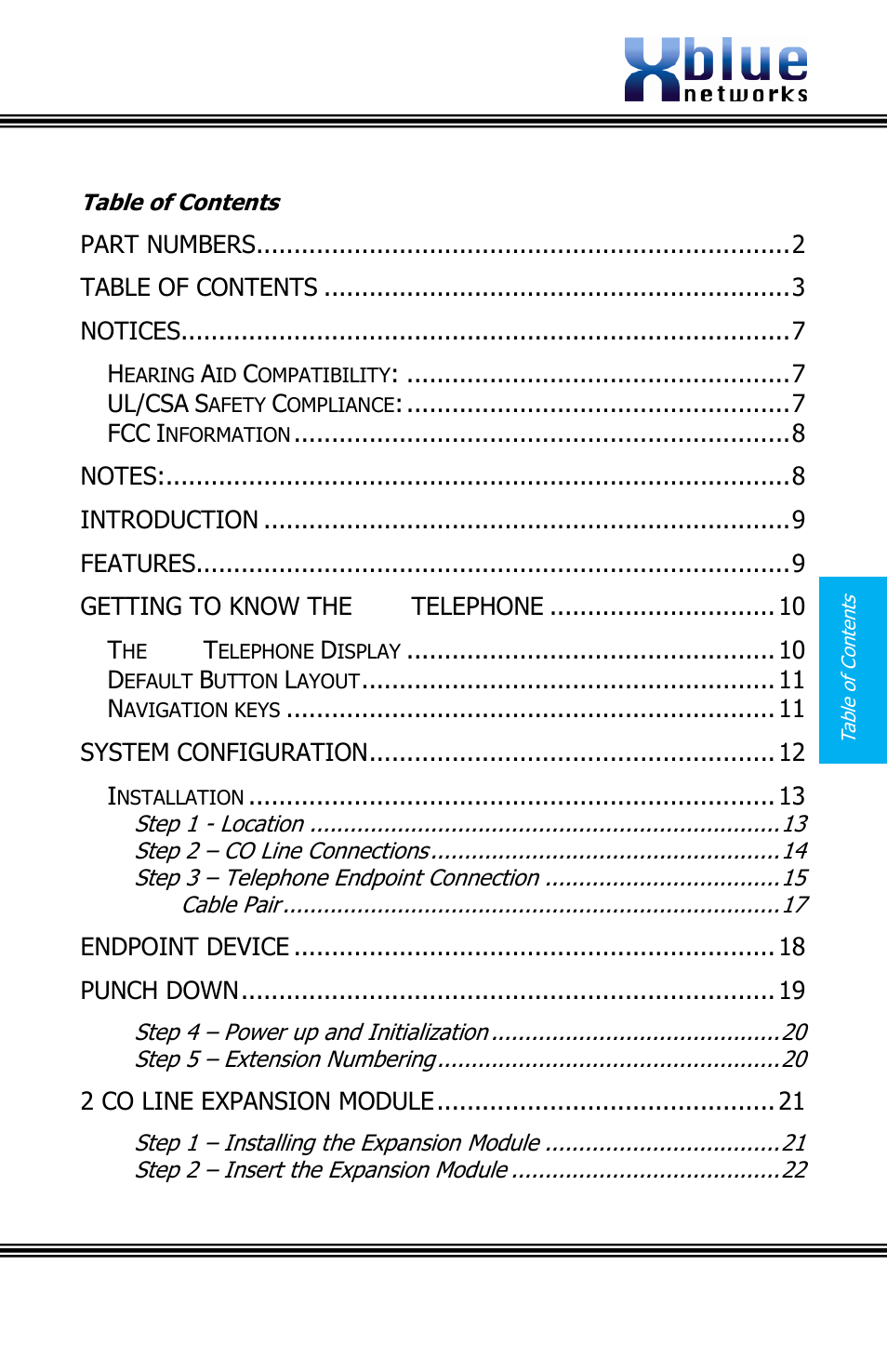 Issue 2 | Xblue Networks X16 User Manual | Page 3 / 72