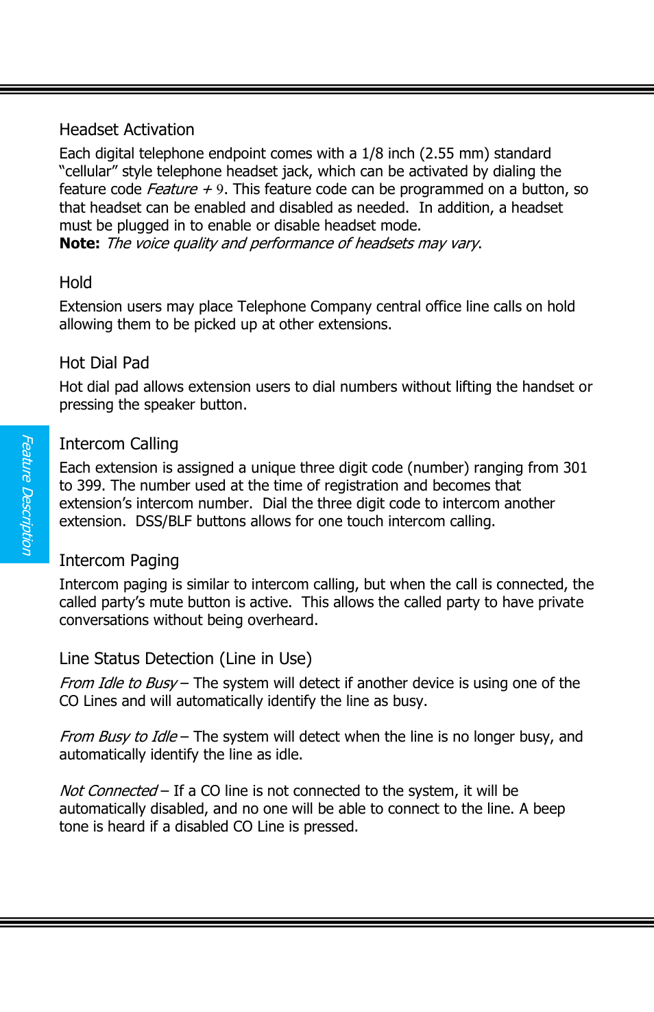 Eadset, Ctivation, Ntercom | Alling, Aging, Tatus, Etection, Ine in | Xblue Networks X16 User Manual | Page 30 / 72