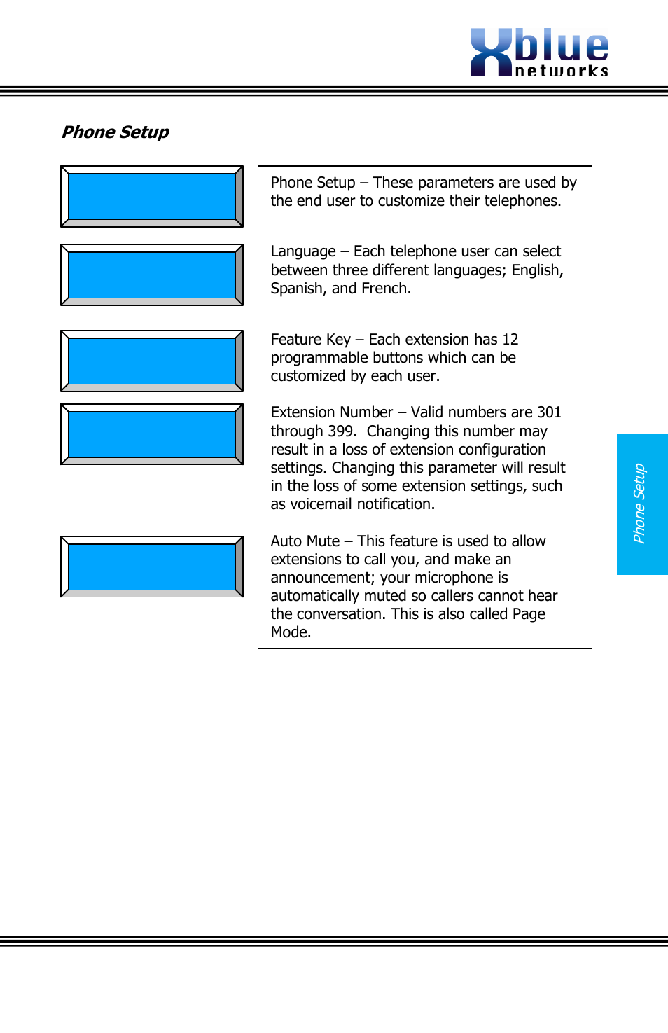 Phone setup, Issue 2 | Xblue Networks X16 User Manual | Page 39 / 72