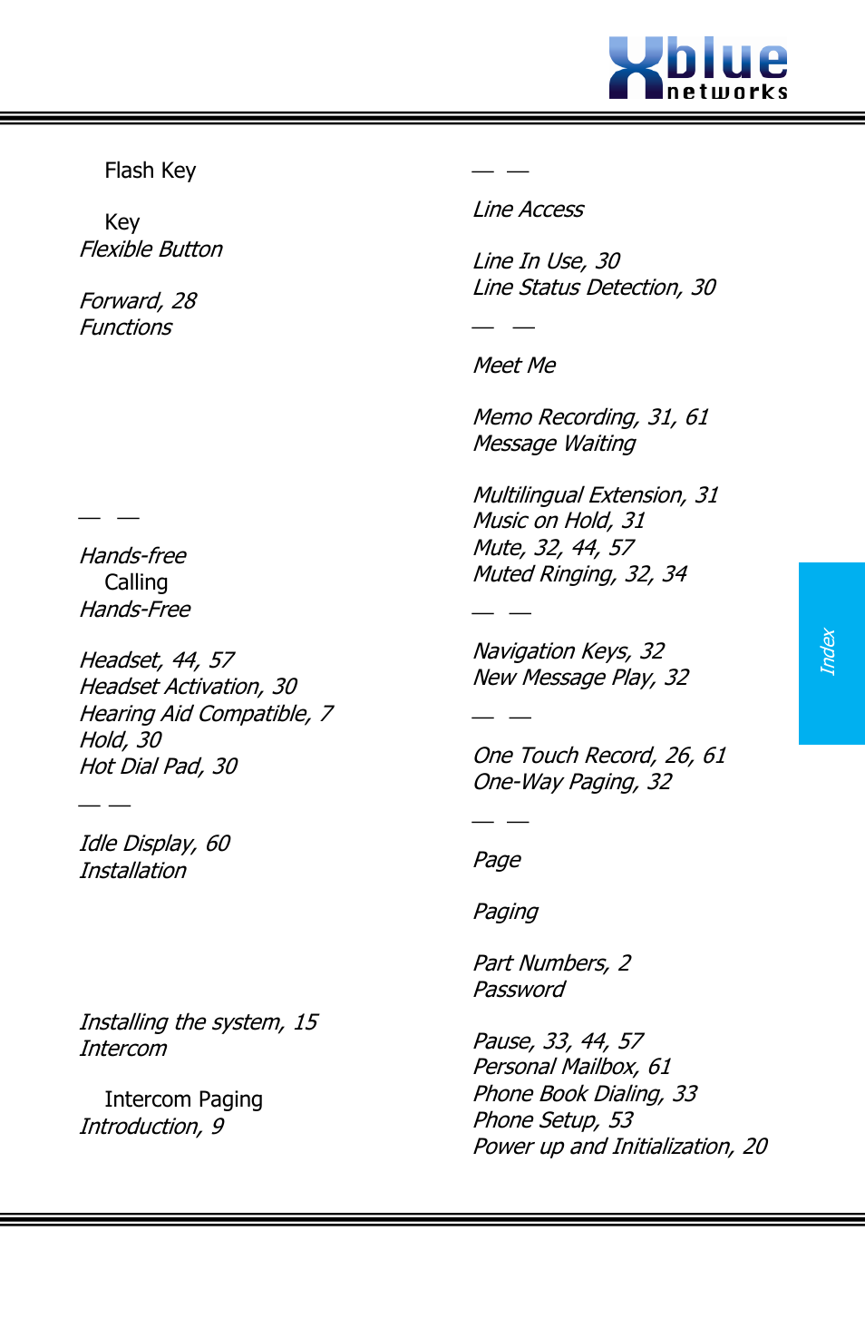 Issue 2 | Xblue Networks X16 User Manual | Page 67 / 72