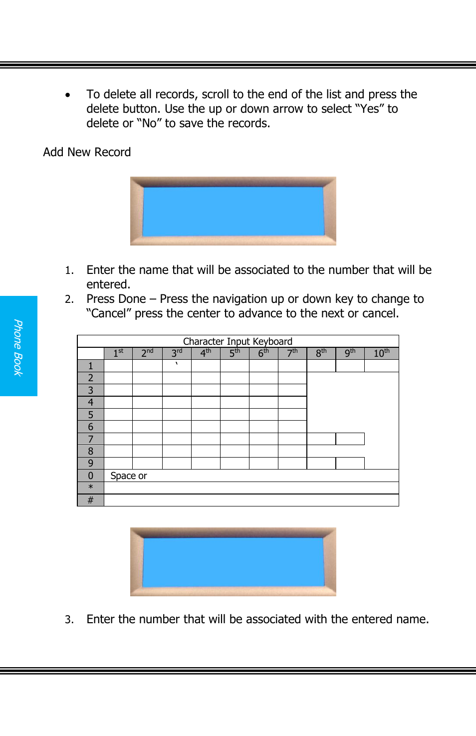 Add new record, X16 user guide, Enter name) done (enter number) done | Xblue Networks X16 User Manual | Page 14 / 52