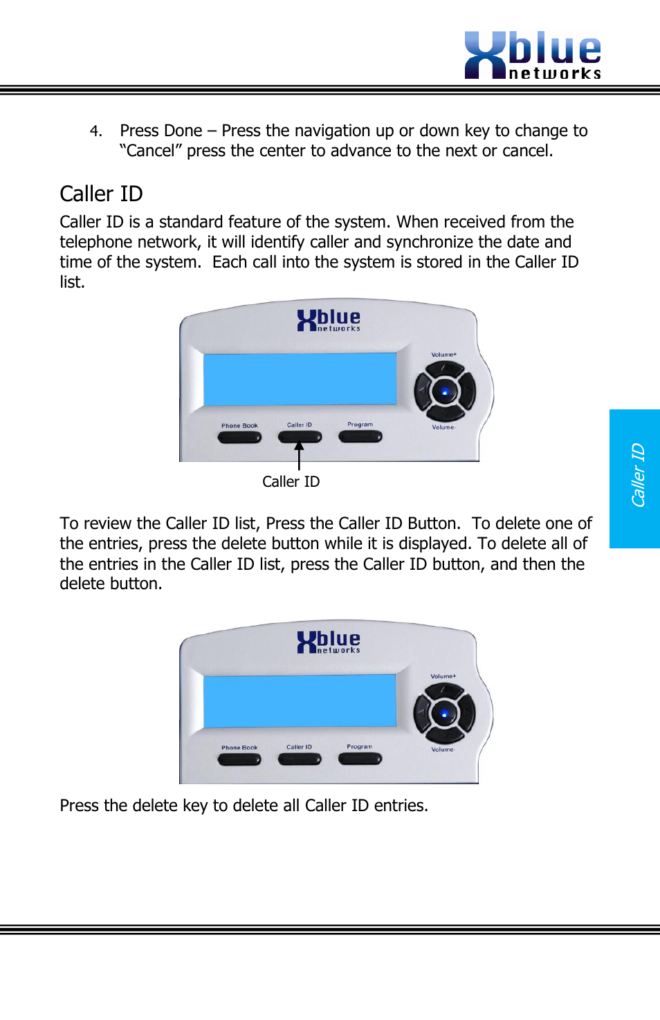 Caller id | Xblue Networks X16 User Manual | Page 15 / 52